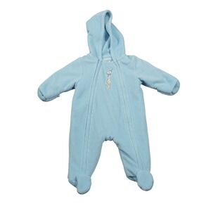 Lullaby Club Baby Boy Blue Ribbed Velour Hooded Pram Suit‎ Giraffe 3M Bunting